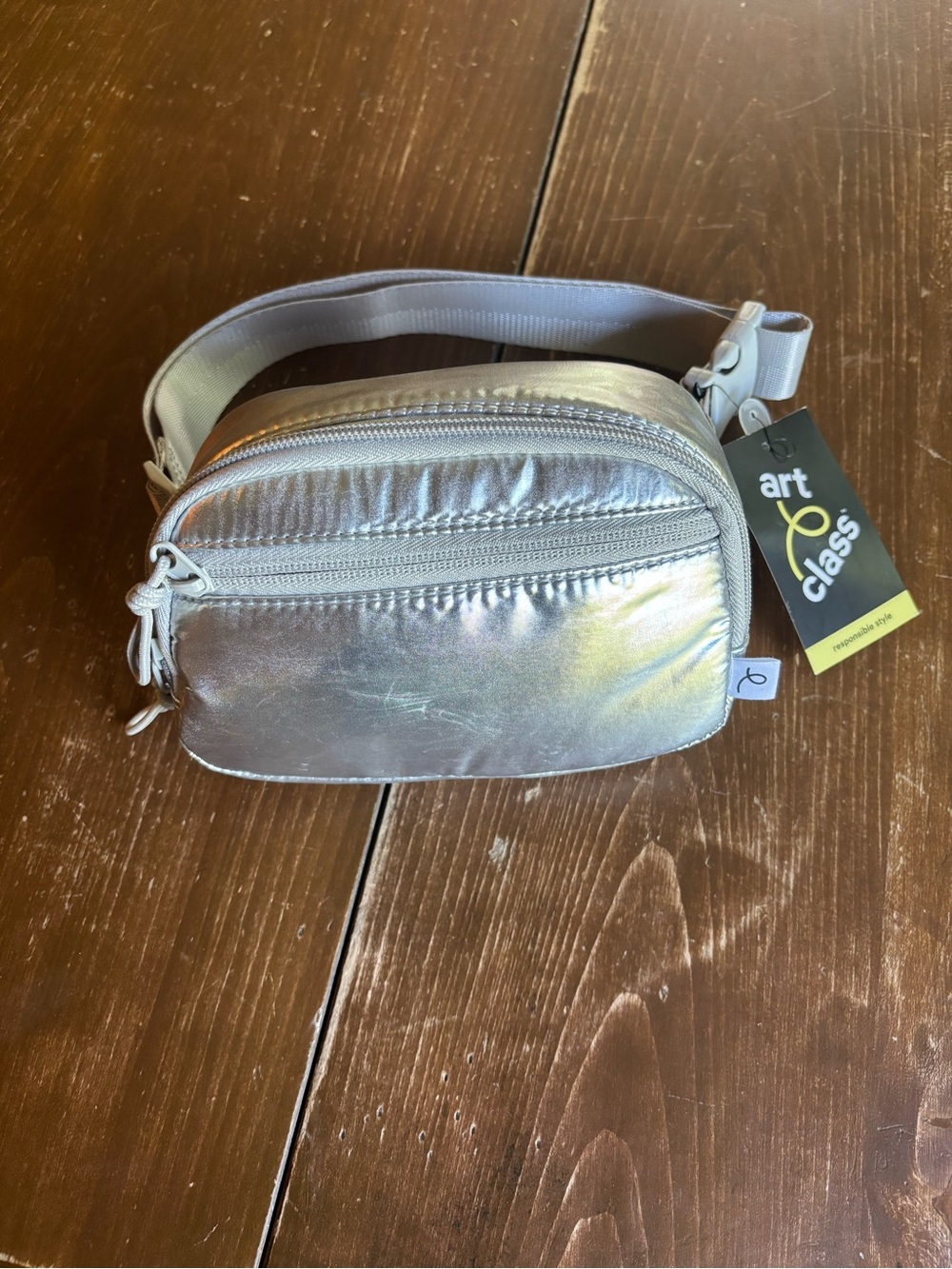 NWT Art Class Silver Iridescent Crossbody Belt Bag